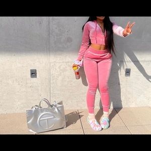 Fashion Nova Pink Velvet set worn once
